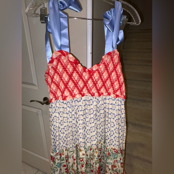 NWT Free People Bluebell Patchwork Maxi Dress in Cherry Combo - Picture 11 of 15